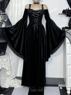 Flare Sleeve Tall Waist Bandage Maxi Dress