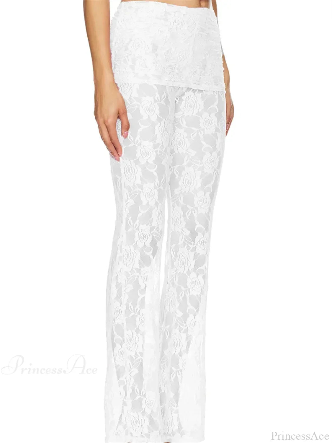 Flared Leg Lace See-Through Bootcut Fashion Pant