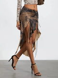 Flexible Waist Draped Frill Skirt