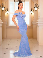 Floor Length Rhinestone Party Dress