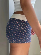 Floral Button Elastic Waist Short