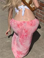 Floral Chiffon Low Waist Casual Retro Skirt