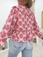 Floral Doll Collar Tie-Up Blouse