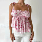 Floral E-Girl Ruffled Crop Top