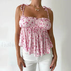 Floral E-Girl Ruffled Crop Top