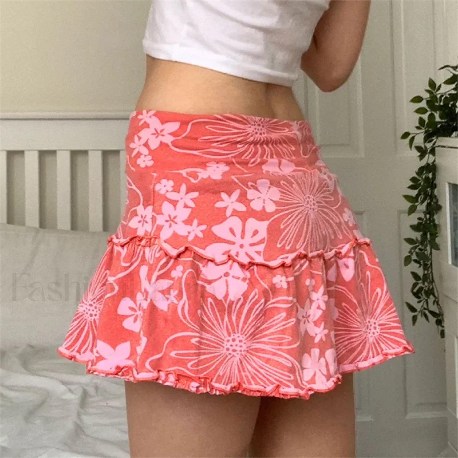 Floral Frill Trim A-Line Skirt