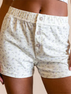 Floral High Elastic Waist Short