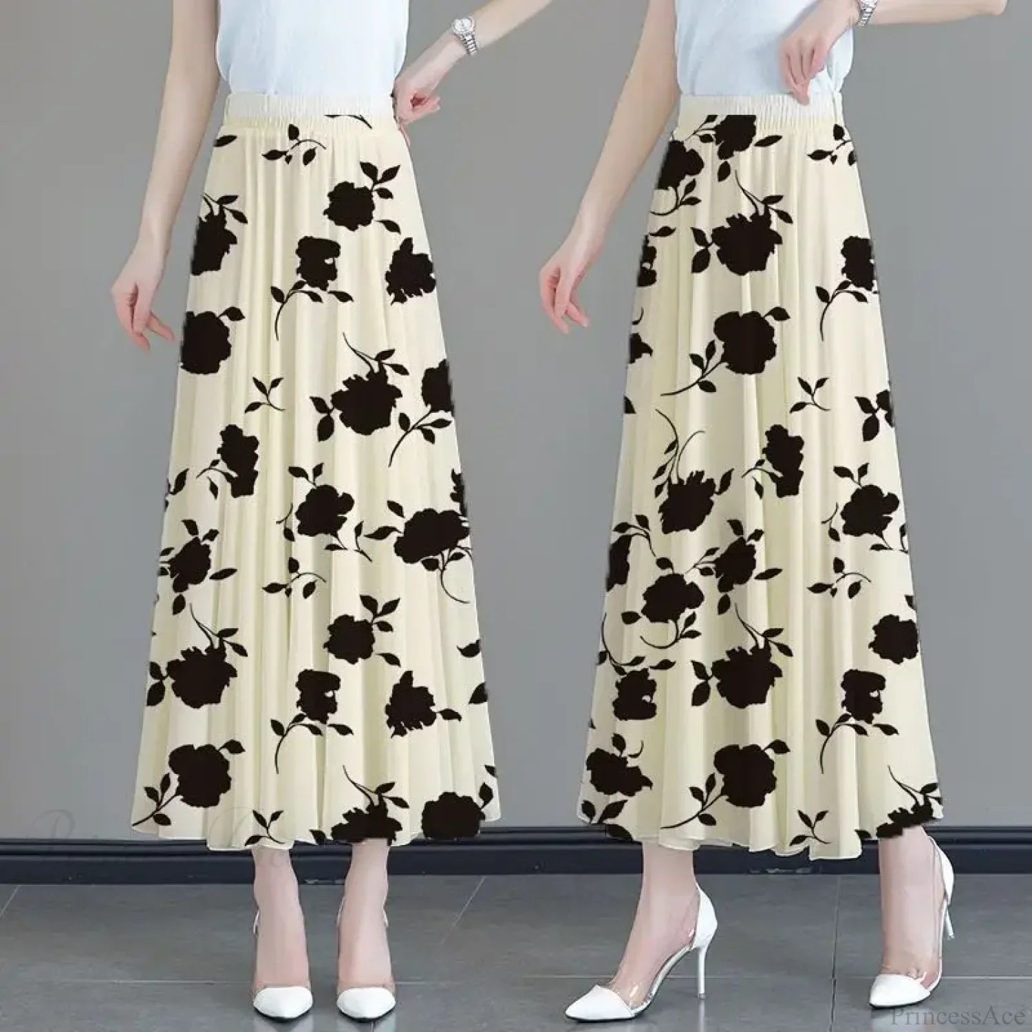 Floral High Waist Patchwork Chiffon Beach Skirt