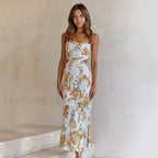 Floral Hollow-Out Midi Dress