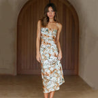 Floral Hollow-Out Midi Dress
