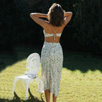 Floral Hollow-Out Midi Dress