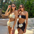 Floral Lace Bra Three Piece Swimsuit