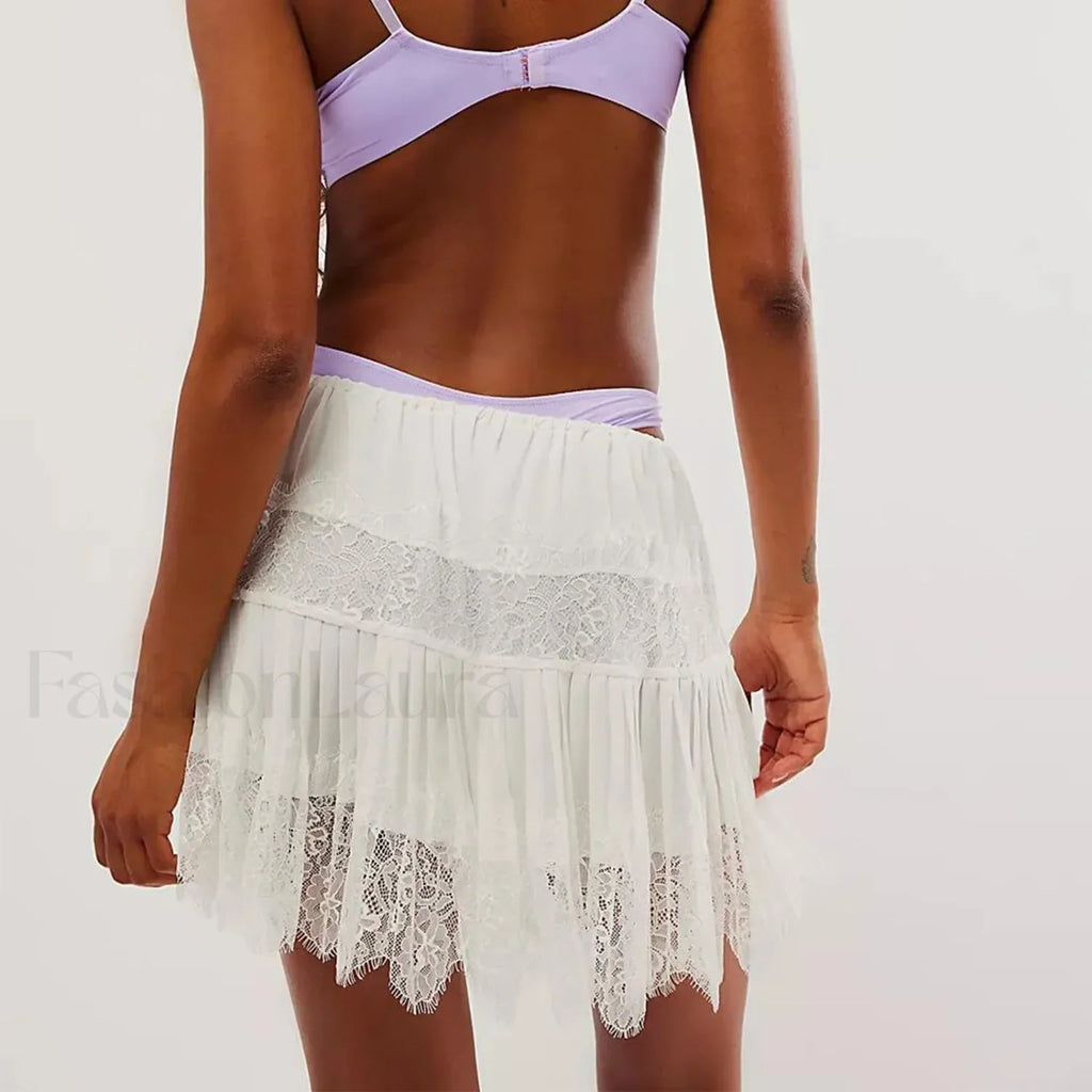 Floral Lace Patchwork Mini Skirt