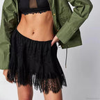 Floral Lace Tiered Slip Skirt