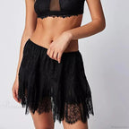 Floral Lace Tiered Slip Skirt