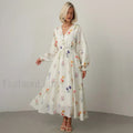 Floral Lantern-Sleeve Boho Dress