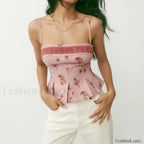 Floral Low-Cut Backless Crop Top