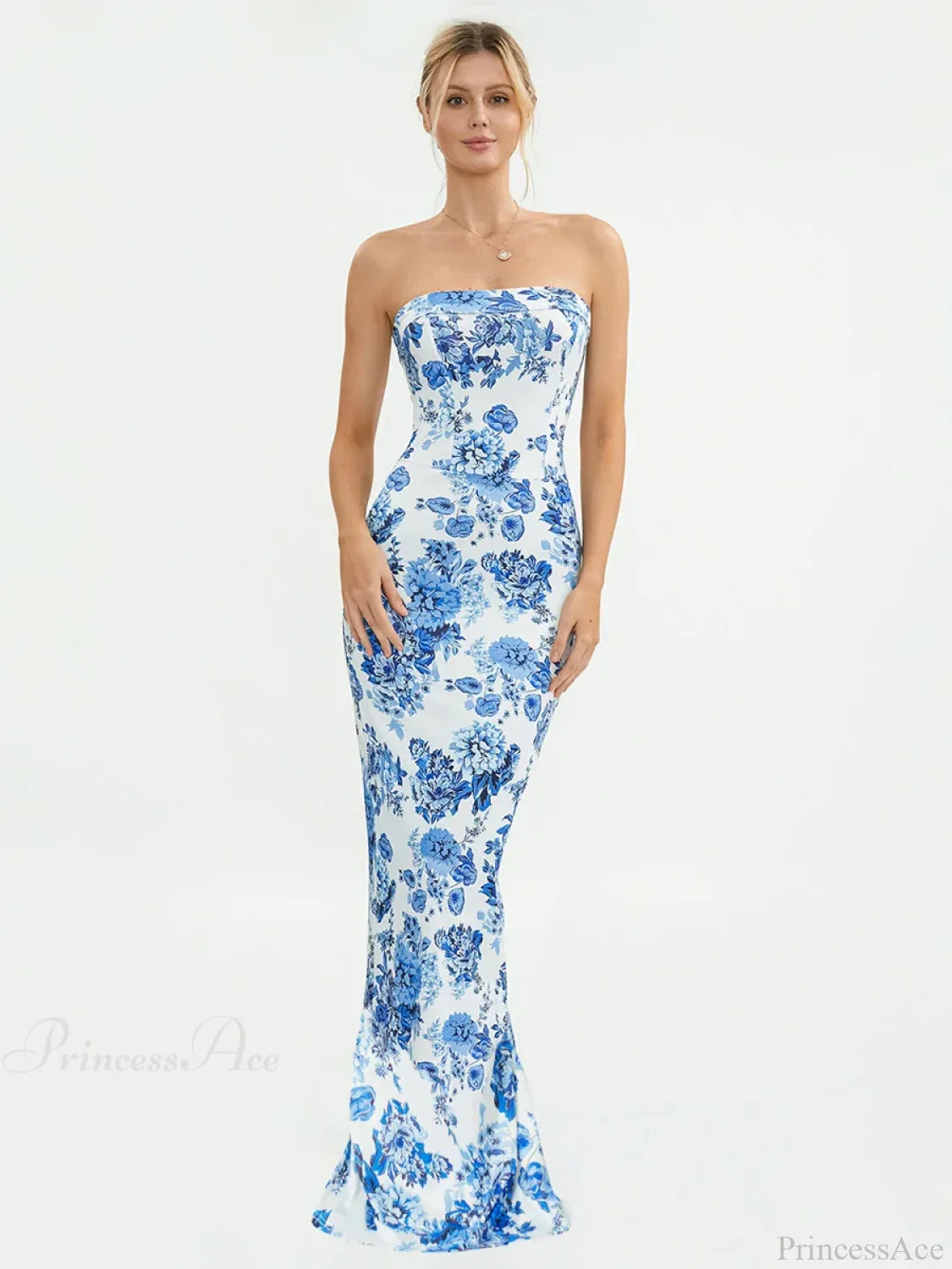 Floral Off-Shoulder Tube Bandeau Slit Bodycon Beach Holiday Floral Dress