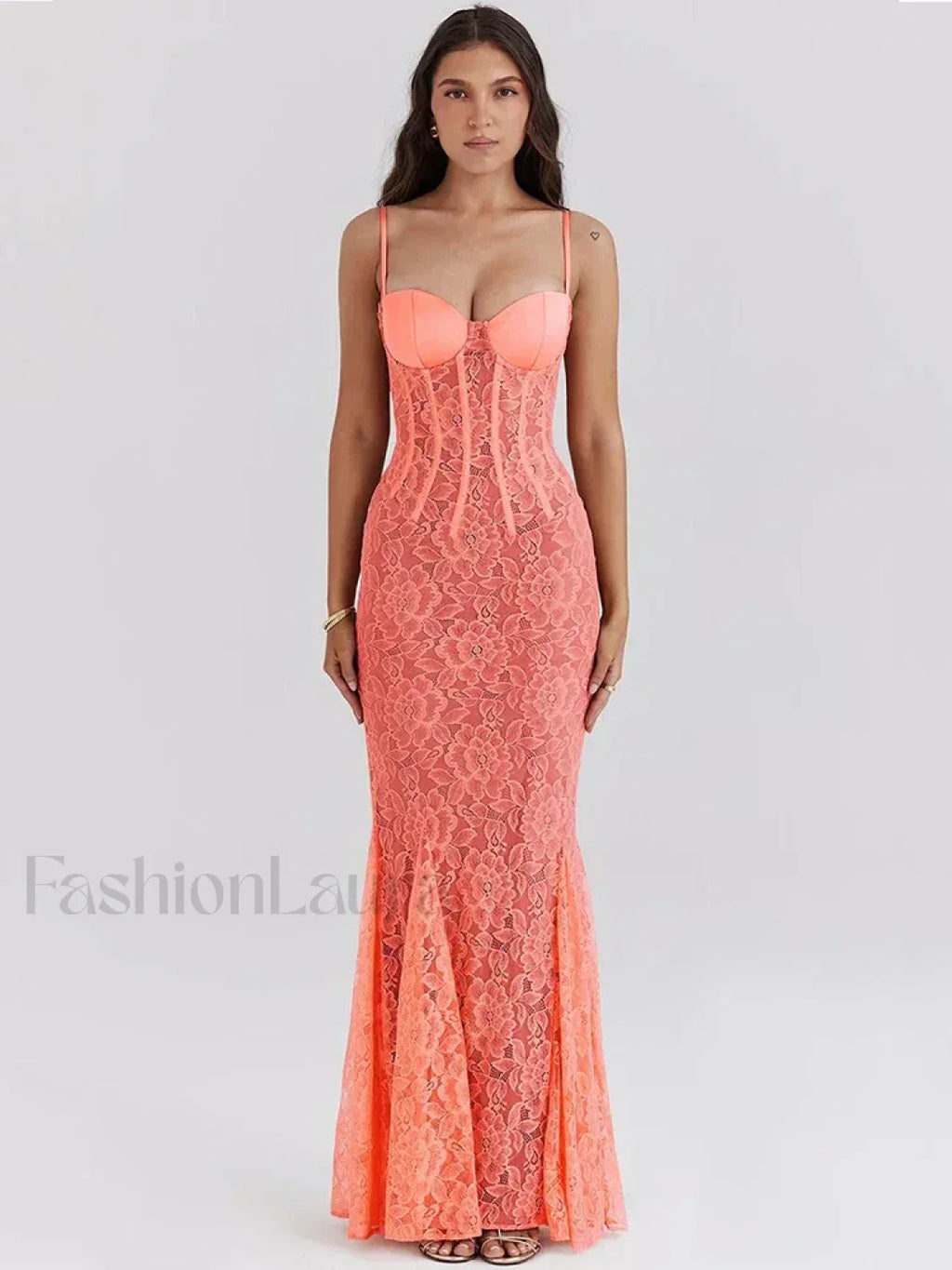 Orange Floral Spaghetti Maxi Dress