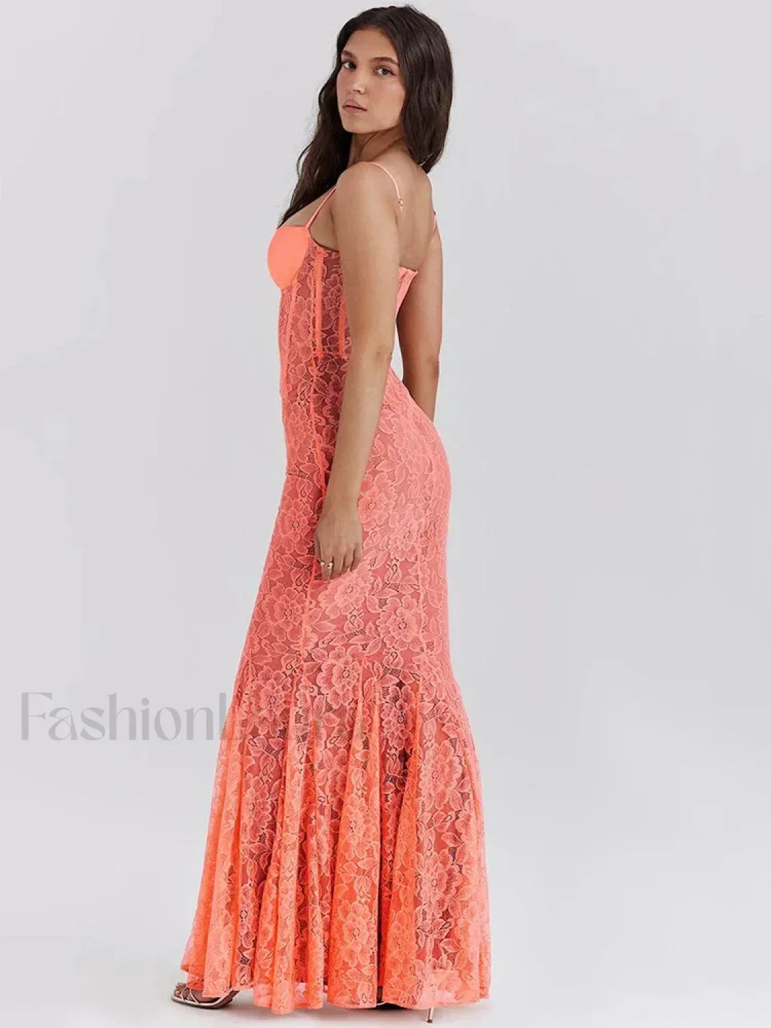 Orange Floral Spaghetti Maxi Dress