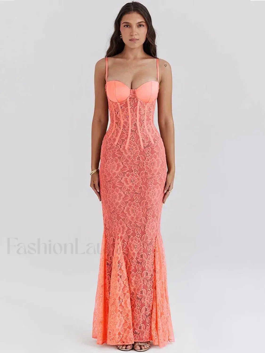 Orange Floral Spaghetti Maxi Dress