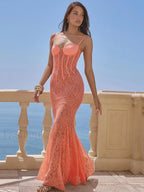 Orange Floral Spaghetti Maxi Dress