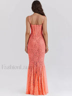 Orange Floral Spaghetti Maxi Dress