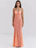 Orange Floral Spaghetti Maxi Dress
