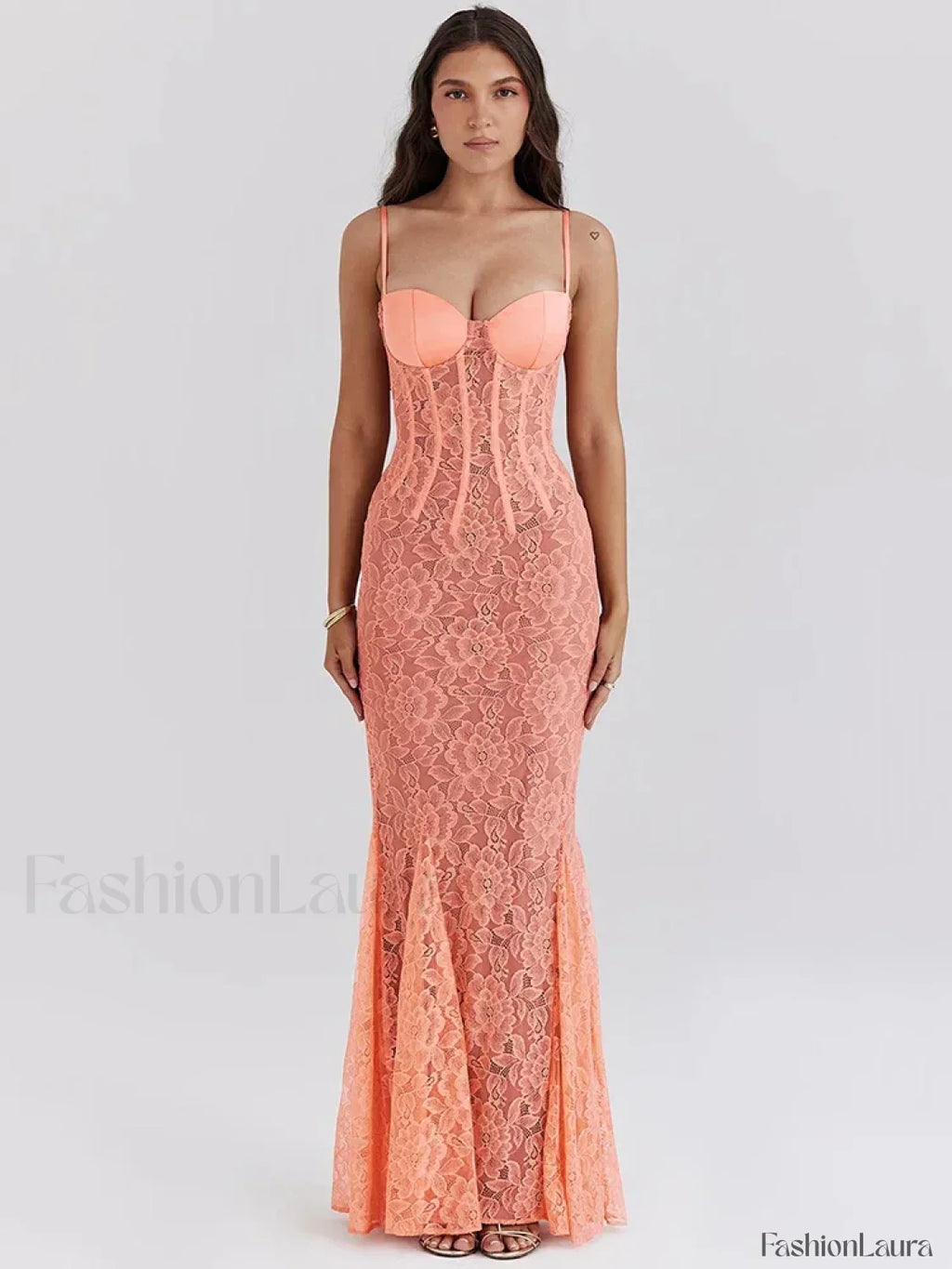 Orange Floral Spaghetti Maxi Dress