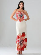 Floral Print Bandeau Strapless Wrap Floral Dress