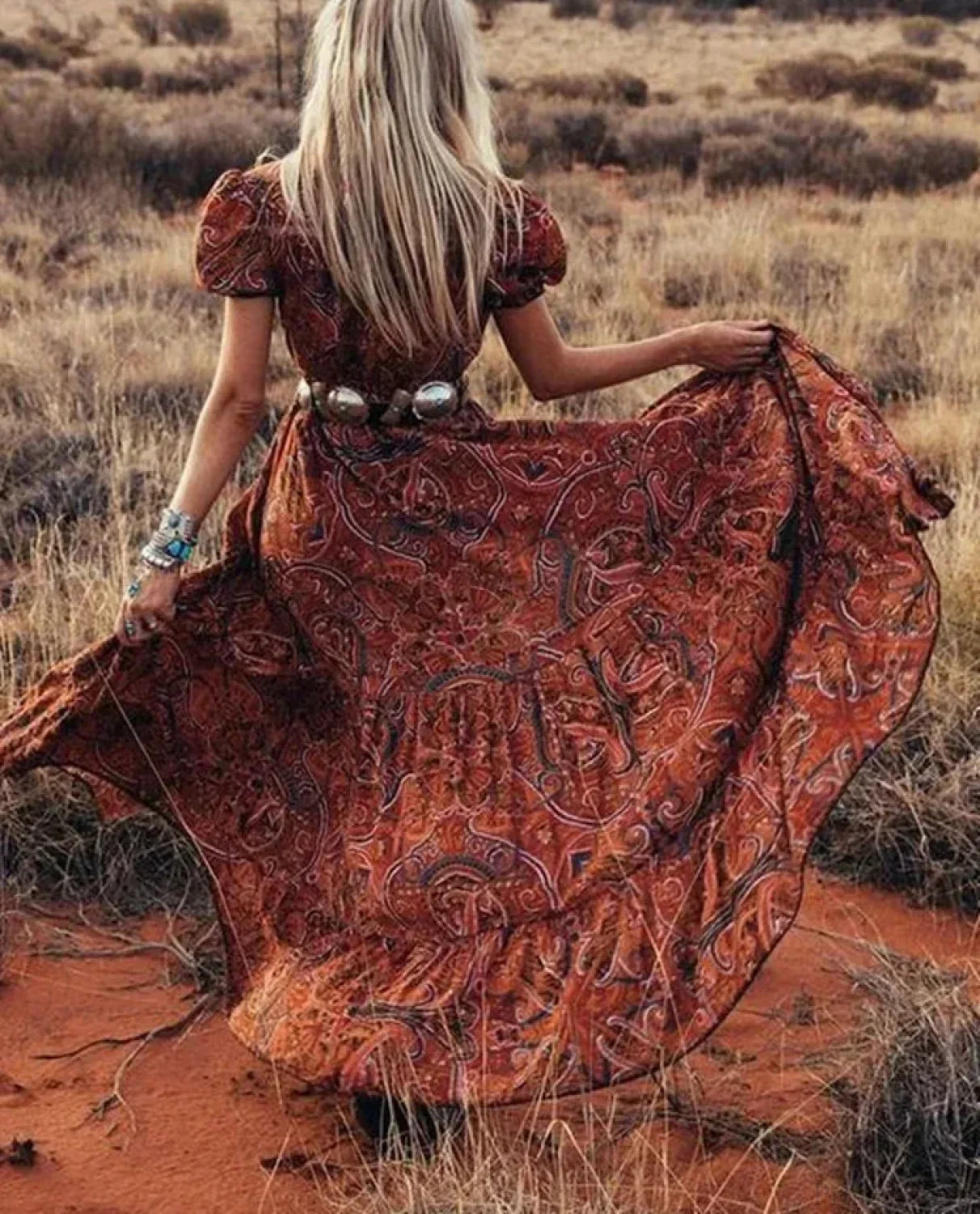 Floral Print Chiffon Boho Dress
