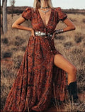 Floral Print Chiffon Boho Dress