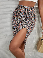 Floral Print High Waist Slim Fit Elegant Summer Skirt