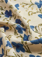 Blue Floral Print Knotted Irregular Hem Long Dress