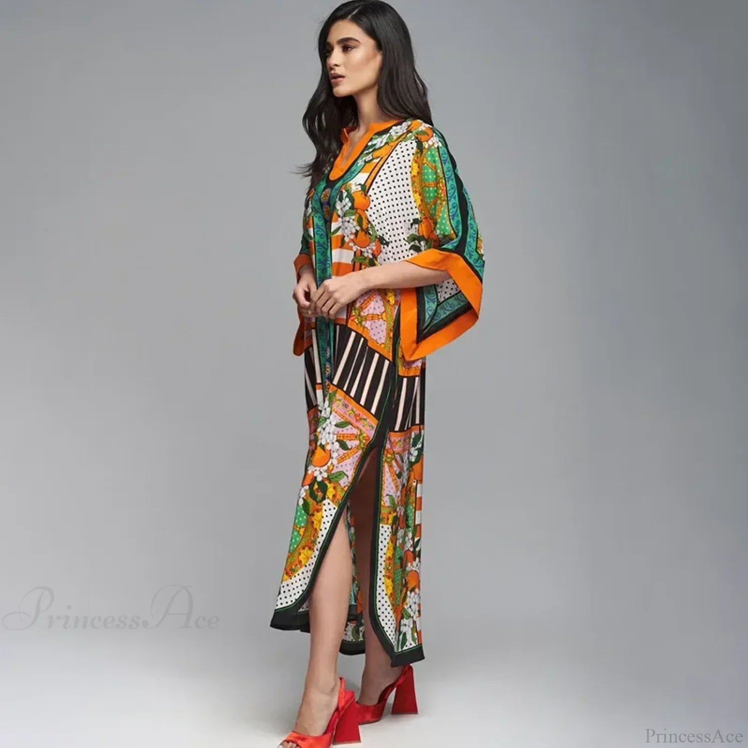 Floral Print Loose Kimono Boho Beach Cover up