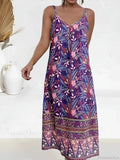 Floral Print Sleeveless Beach Boho Dress
