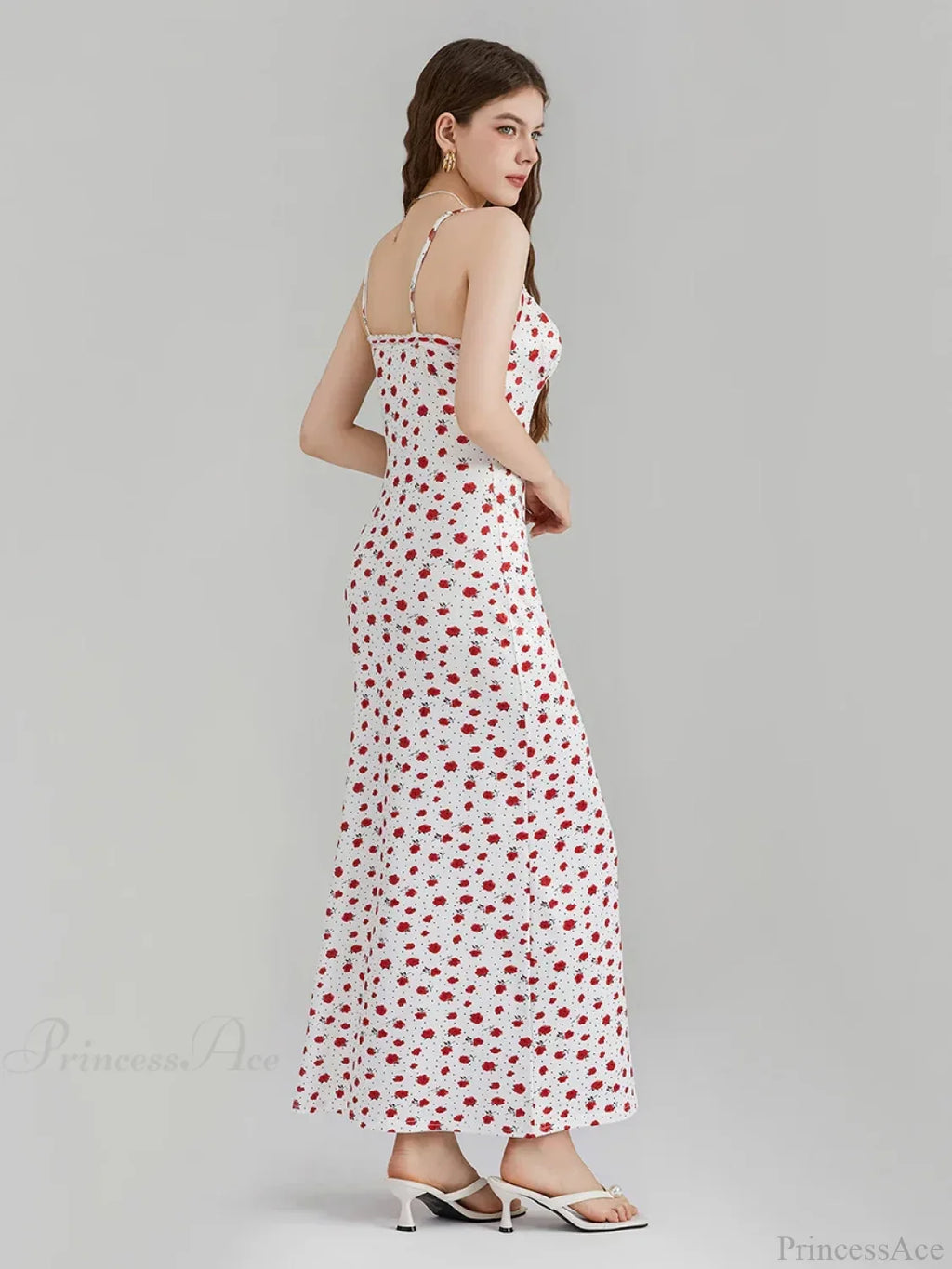 Floral Print Spaghetti Strap Ribbon Tie-Up Slip Vacation Floral Dress