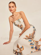 Floral Print Strapless Dress