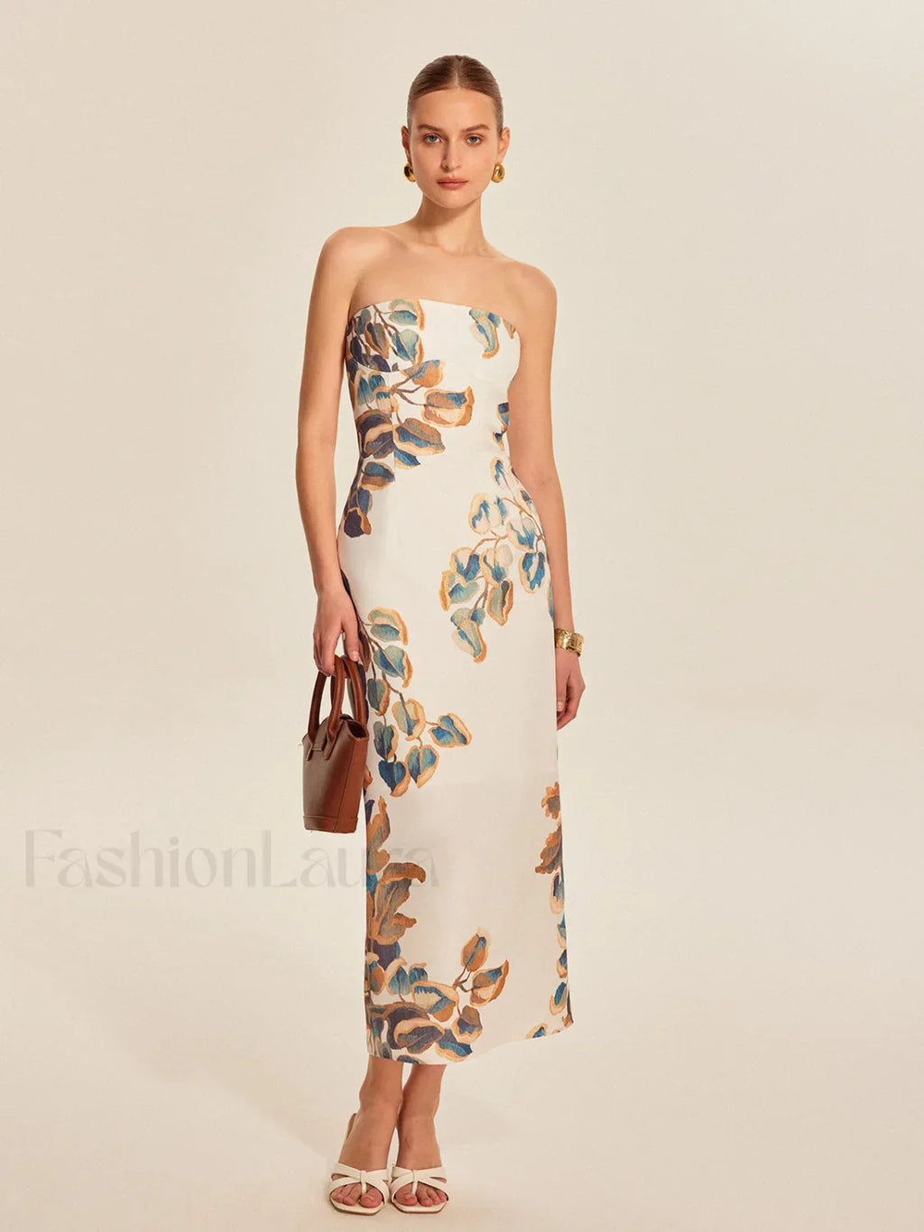 Floral Print Strapless Dress