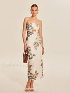 Floral Print Strapless Dress