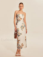 Floral Print Strapless Dress