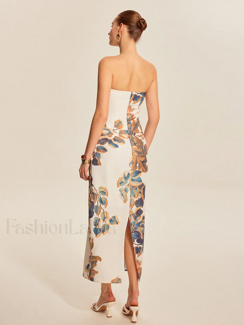Floral Print Strapless Dress