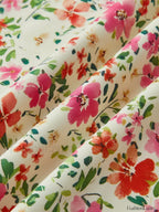 Multicolor Floral Print Trim Cami Midi Dress