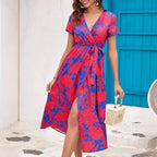 Floral Printed V-neck Summer Dress