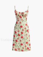 Multicolor Floral Ruched Button Detail Dress