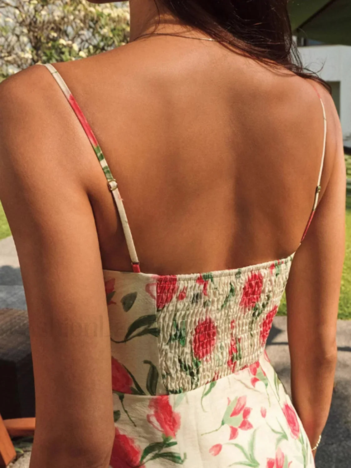 Multicolor Floral Ruched Button Detail Dress