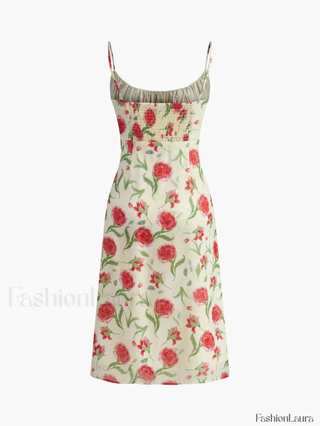 Multicolor Floral Ruched Button Detail Dress