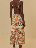 Floral Ruched Button Strap Maxi Dress