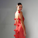 Floral Spaghetti Strap Backless Hip Wrap Mermaid Maxi Dress