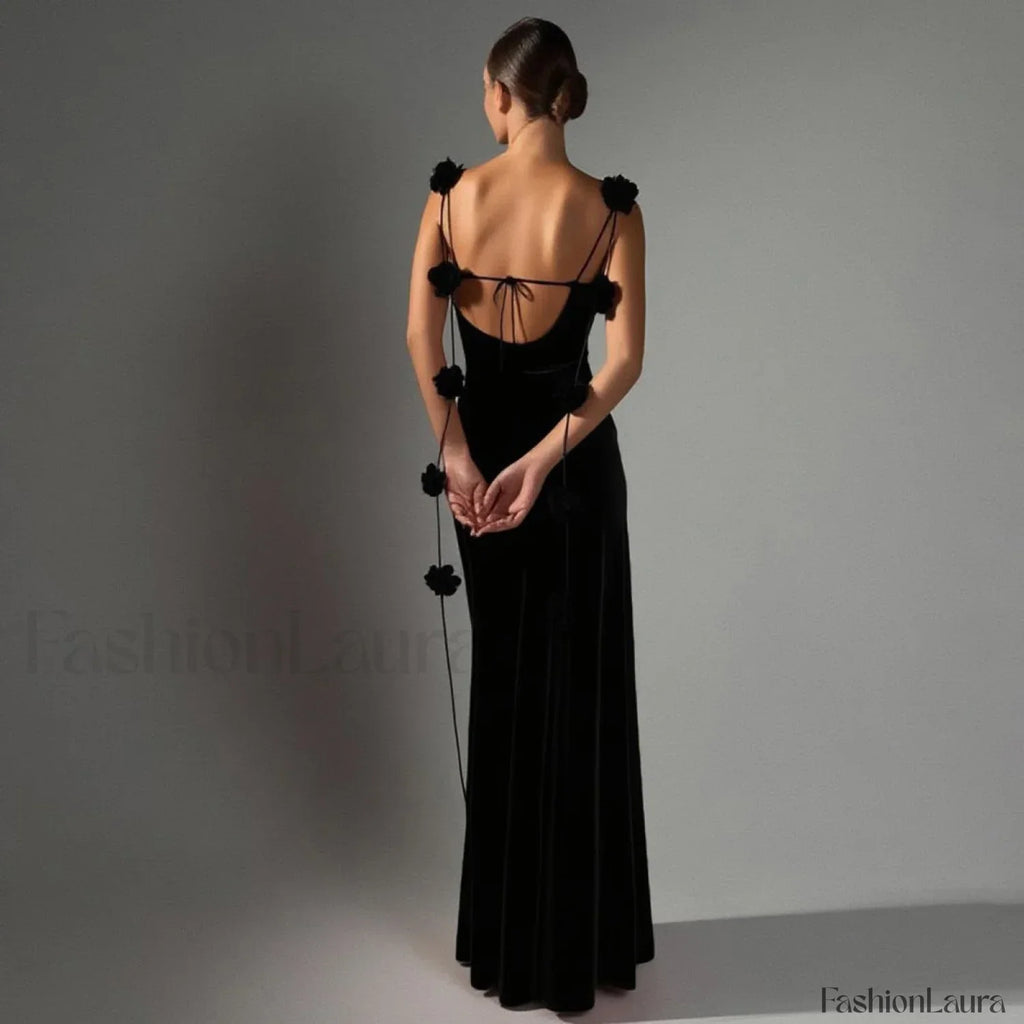 Floral Spaghetti Strap Backless Hip Wrap Mermaid Maxi Dress